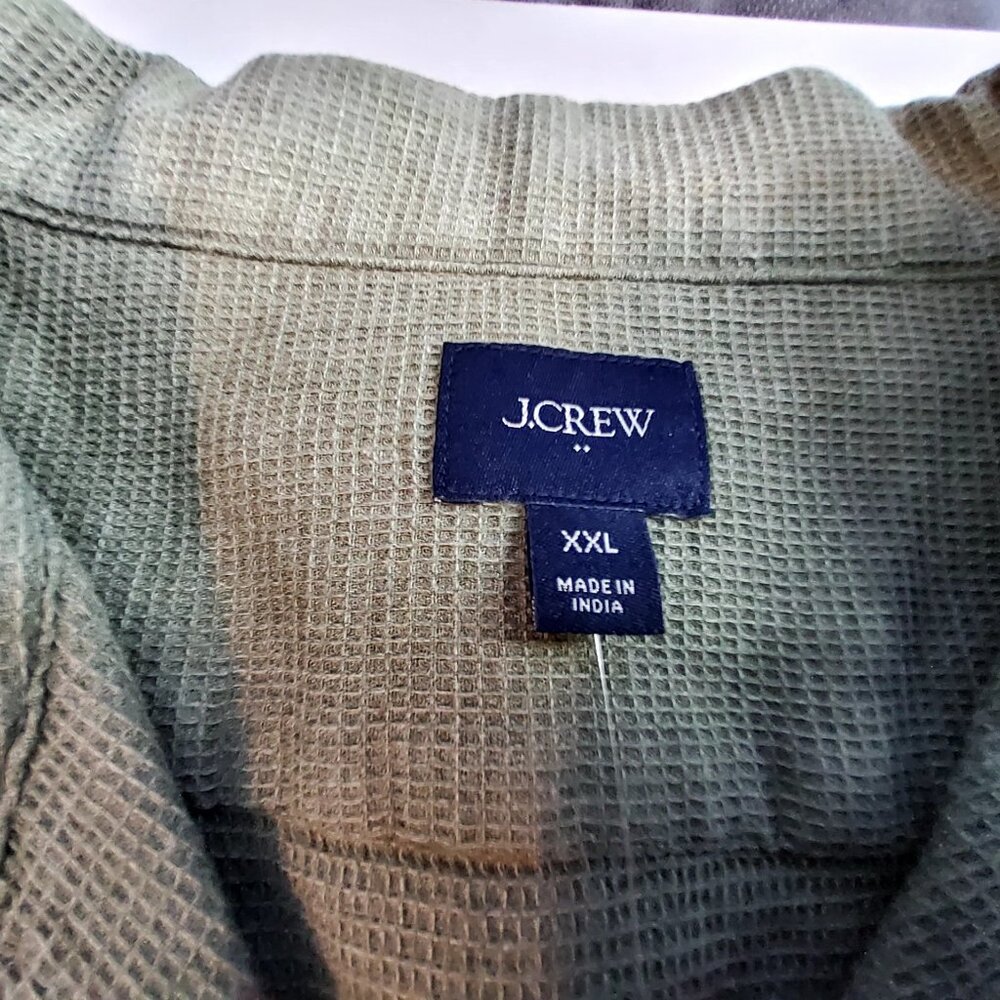 J.Crew Mens  Size XXL Olive Waffle Knit Short Sleeve Shirt With Chest Pocket - Picture 7 of 10